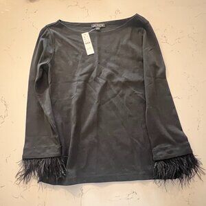 J.Crew Feather Trim Long Sleeve